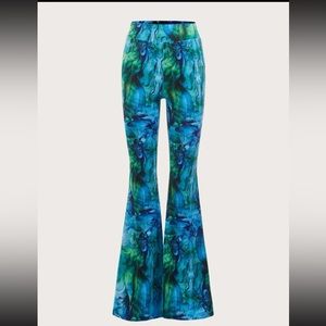 SHEIN High Waist Tie Dye Flare Leg Pants